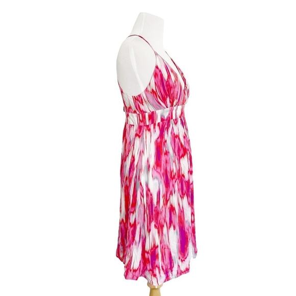 ATHLETA Georgia Halter Racerback Deep V-Neck Pink Watercolor Sundress Size XS - Picture 4 of 10